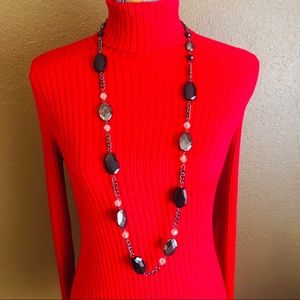 Vintage Unique Black Beaded Long Necklace